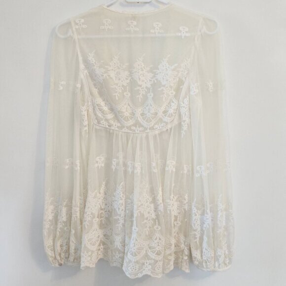Spell Ophelia Mesh Lace Blouse XS White Cream b102E - Picture 4 of 9